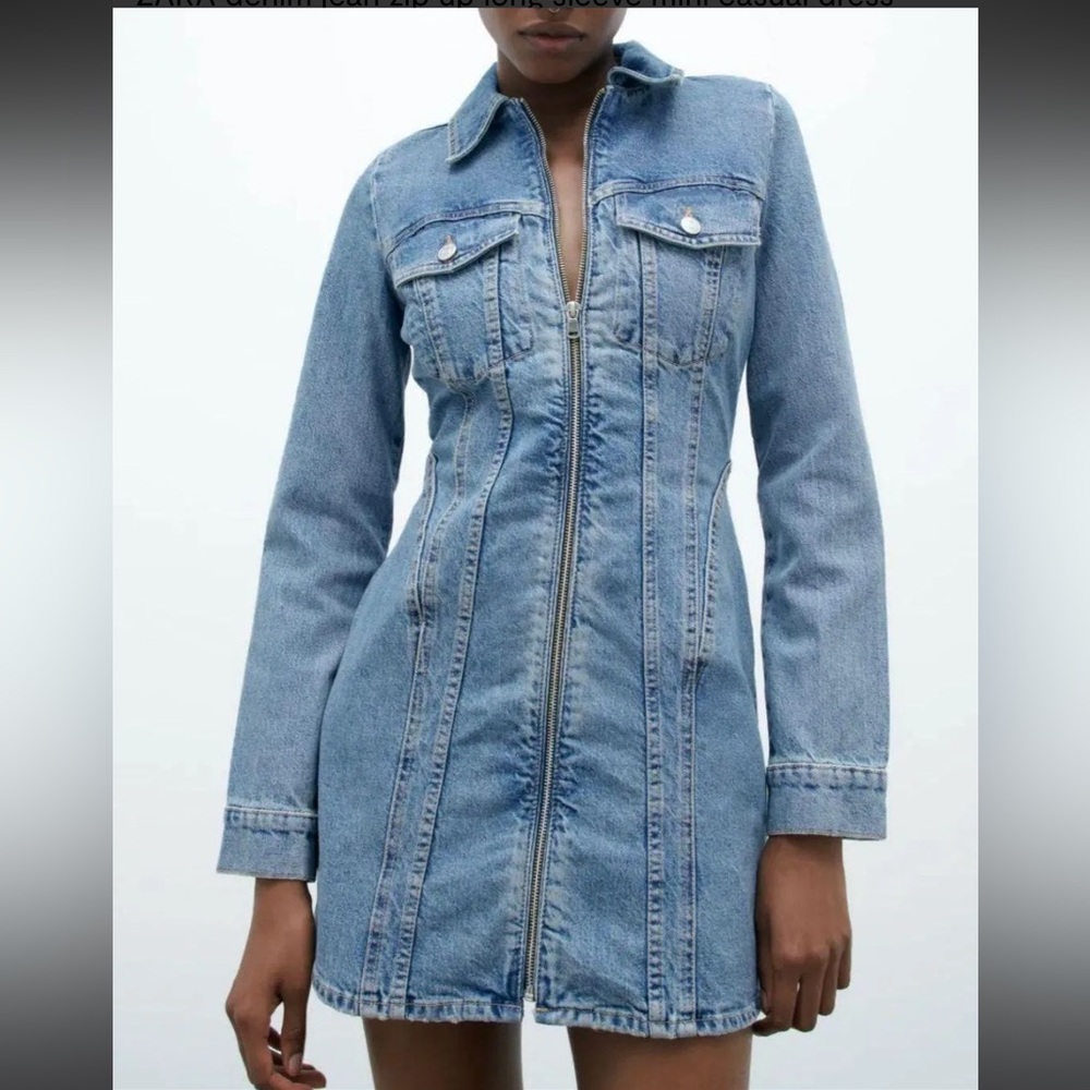 Zara Denim Longline mini dress